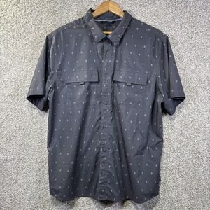 Voyager Shirt Mens XL Gray Geometric Print Short Sleeve Button Up Stretch